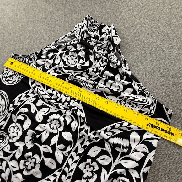 MSK Shift Dress high Halter Neck black & White Medium Floral Stretchy Sleeveless - Picture 6 of 11